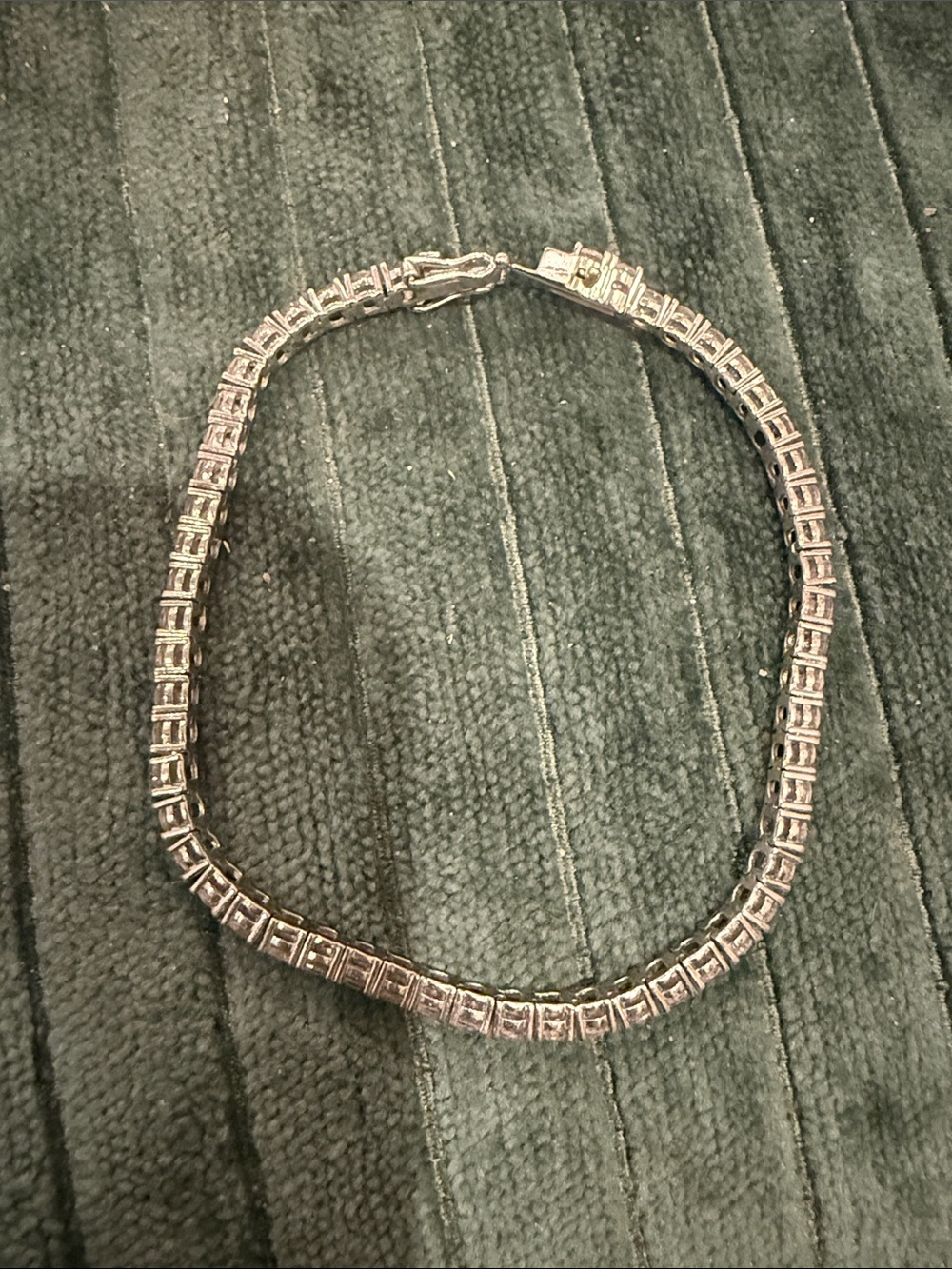 Lab Created White Sapphire Round Cut Gemstone Tennis Bracelet in Sterling Silver